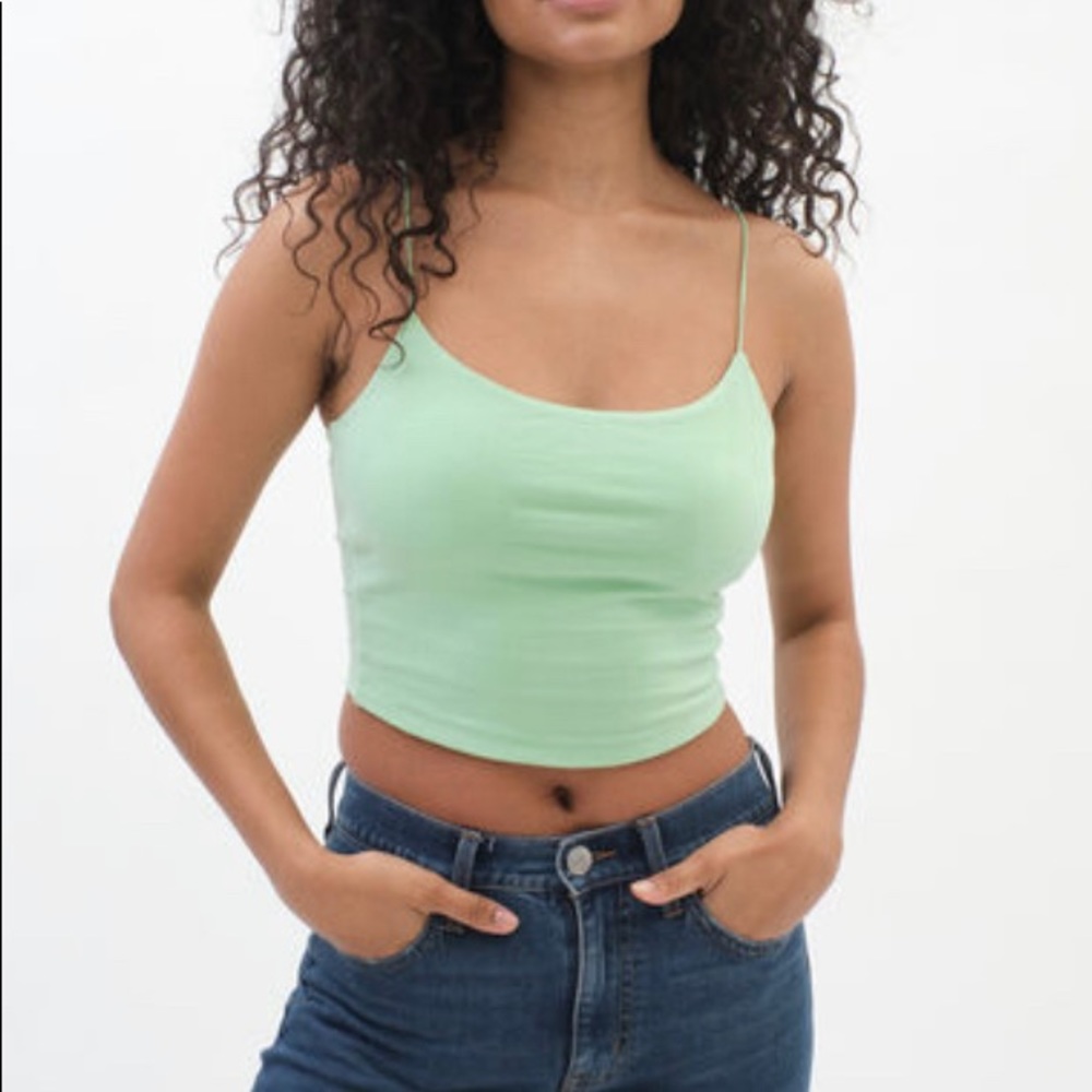 Lime Green Scooped Neck Crop Tank Top
